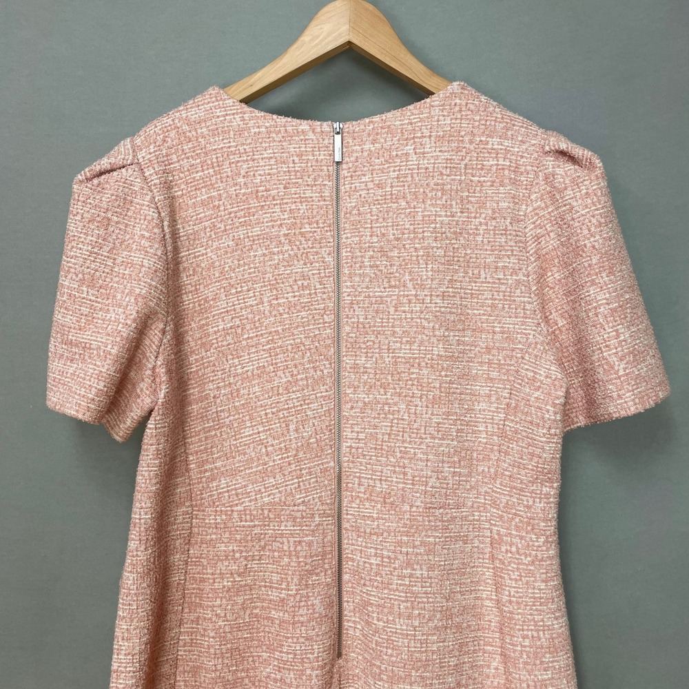 Calvin Klein Tweed Dress Sheath Dress Short Puff Sleeve Plus Size 18W Pink Women - Picture 5 of 13